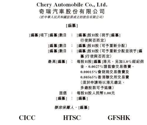 奇瑞汽车，拟赴香港上市反馈意见，要求说明境内外募投项目履行审批、核准或备案进展情况等
